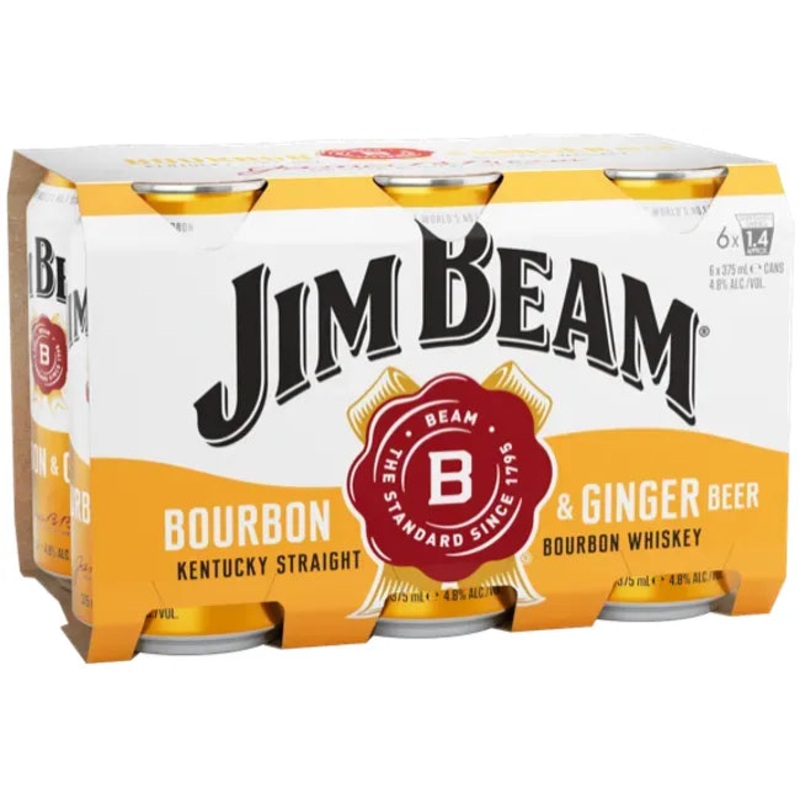 Jim Beam White & Ginger Beer 4.8% 24 Pack Cans 375ml