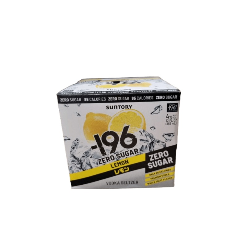 SUNTORY -196 ZERO LEMON VODKA SELTZER 4PK