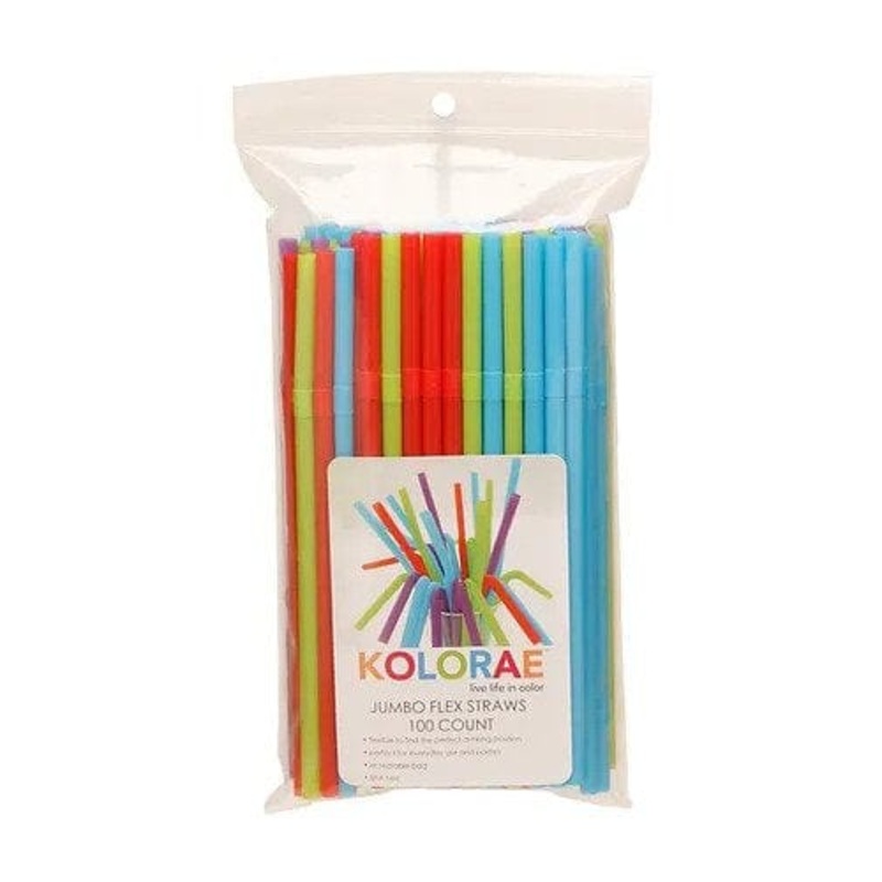 KOLORAE JUMBO FLEX STRAWS 100PK