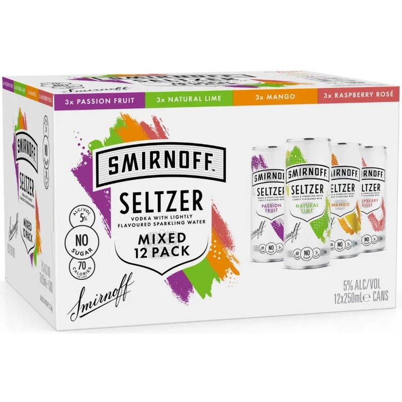 Smirnoff Seltzer Mixed Pack 5% Cans 250ml