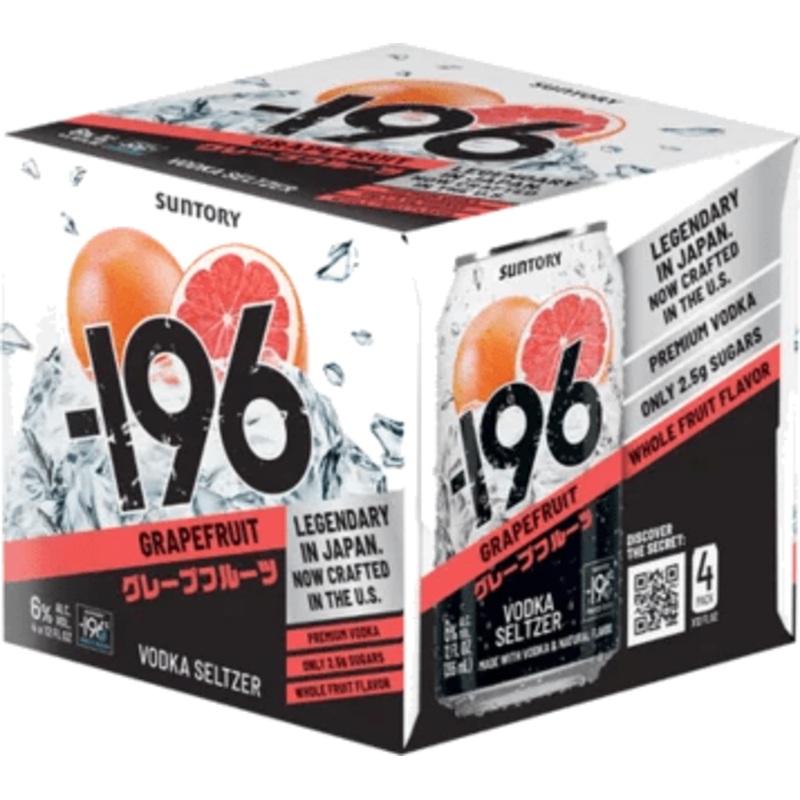 SUNTORY -196 GRAPEFRUIT VODKA SELTZER 4PK