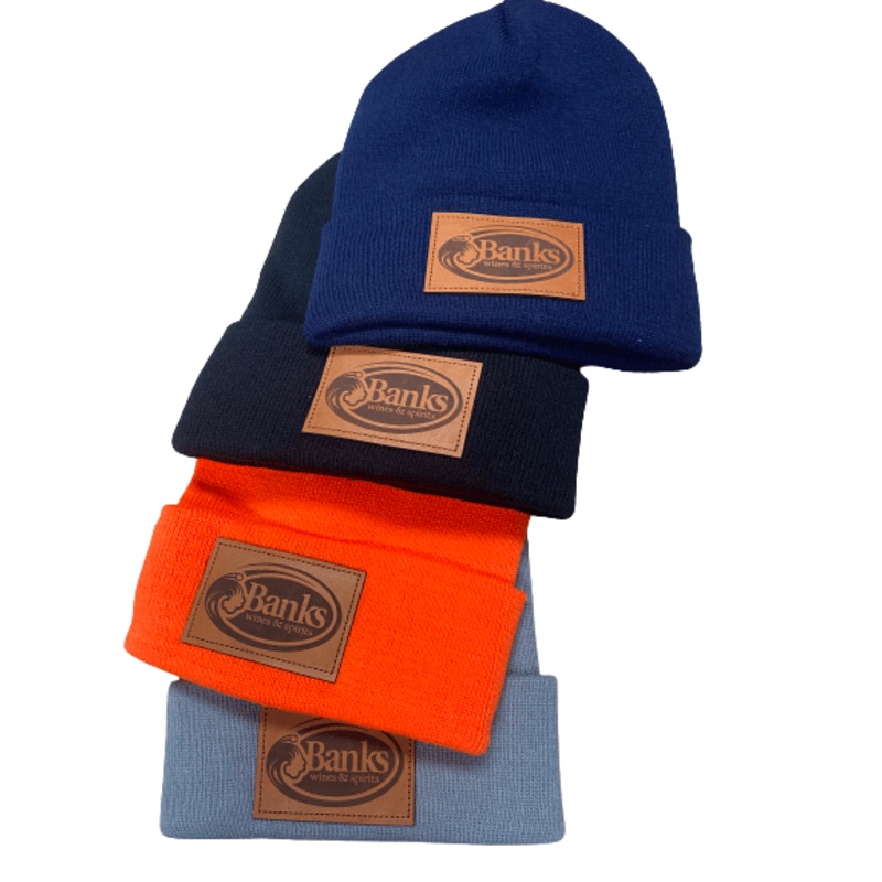 BANKS LEATHER PATCH BEANIE|GRAY|ORANGE|NAVY|BLACK|MAROON|YELLOW