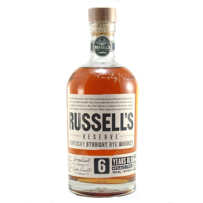 RUSSELL’S RESERVE BOURBON 6YR RYE 90P 750ML