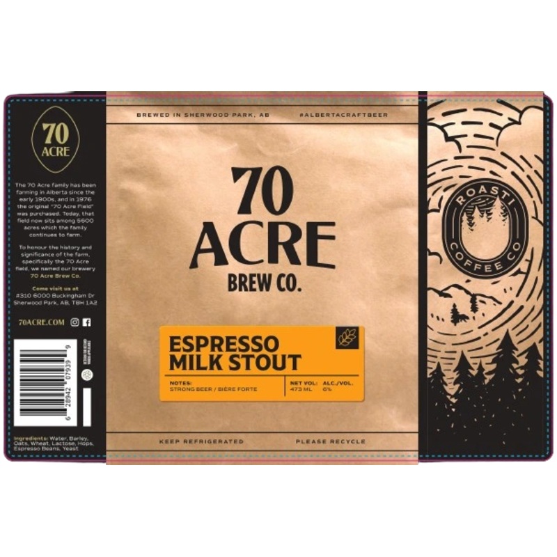 70 ACRE ESPRESSO MILK STOUT 473ML 4PK CAN @ Windermere [1052275]