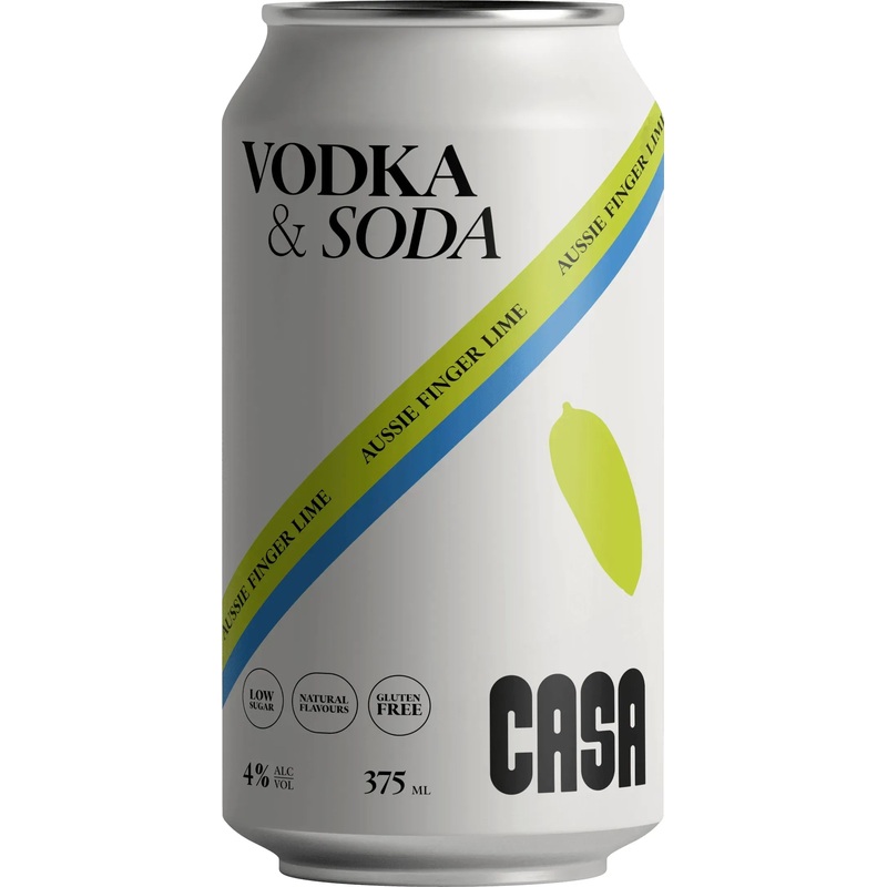 Casa Spirits Vodka & Soda With Finger Lime 4% Cans 375ml