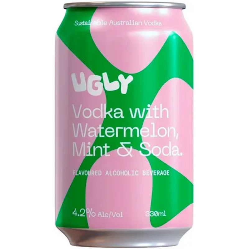 Ugly Vodka RTD Watermelon Mint 24 Pack Cans 330ml