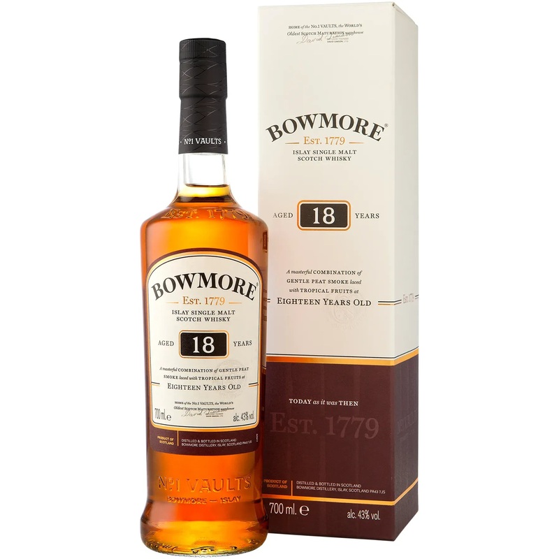 Bowmore 18 Year Old Glass Single Malt Scotch Whisky 700ml