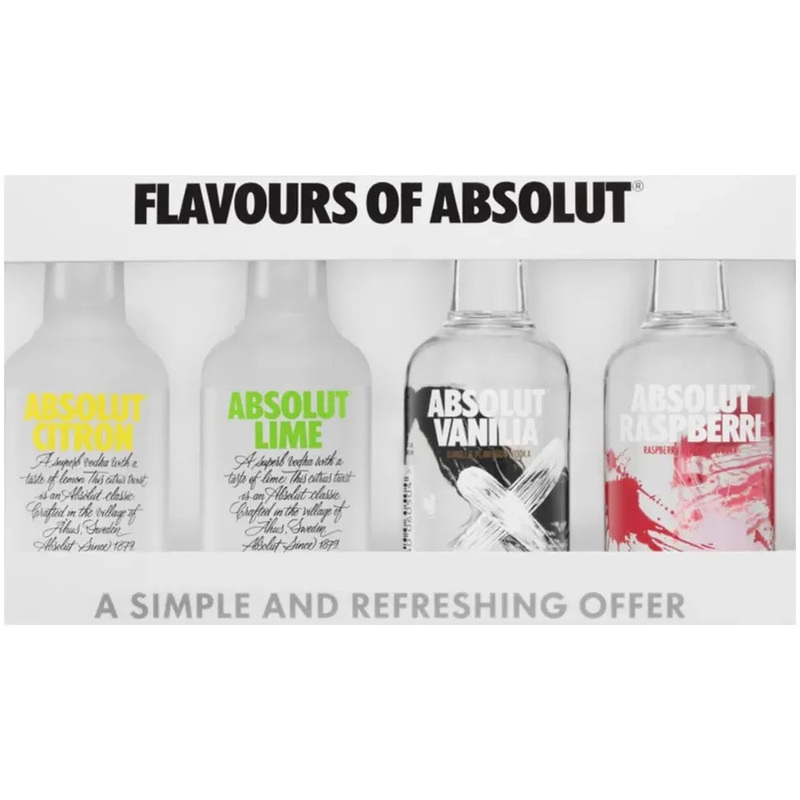 Absolut Flavours Miniatures Mixed Gift Pack 4 x 50ml