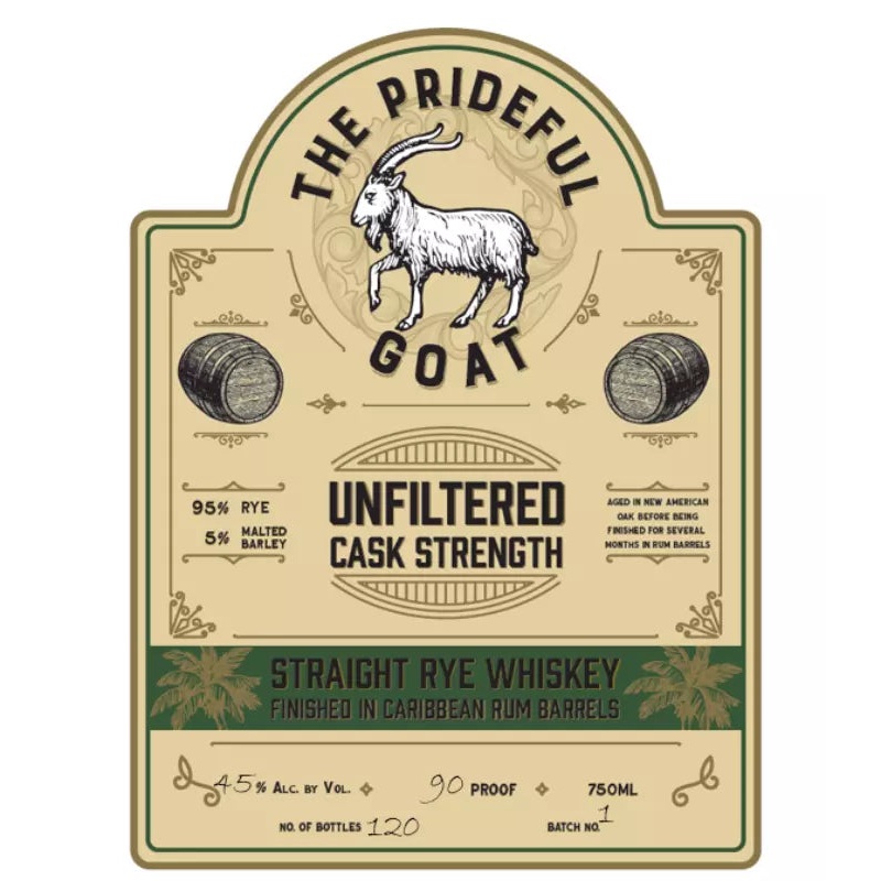 The Prideful Goat Cask Strength Rye Whiskey Finished in Rum Barrels 750mL