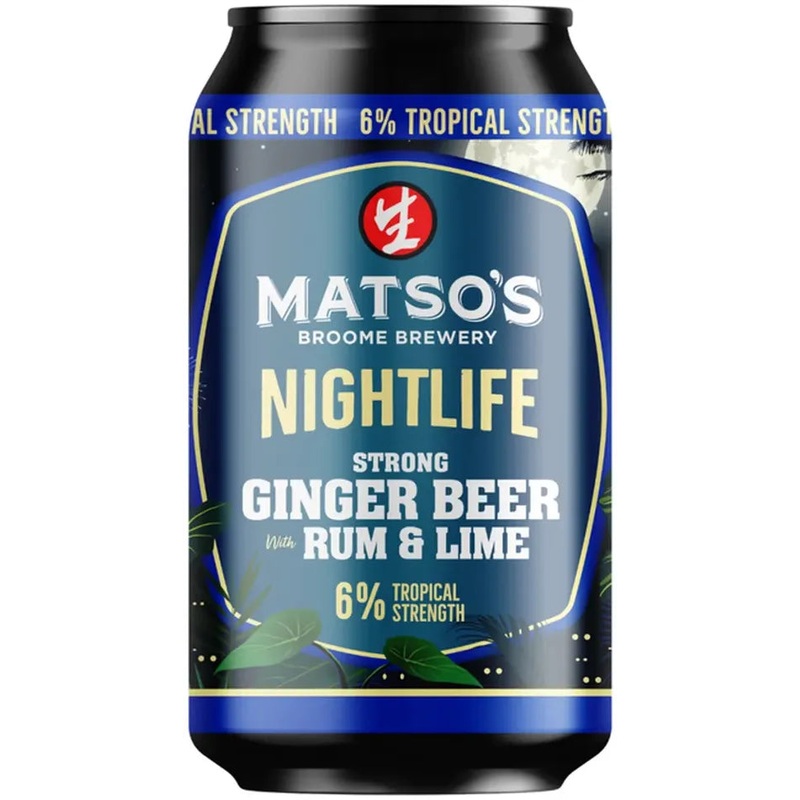 Matso’s Broome Brewery Nightlife Strong Ginger Beer with Rum & Lime Cans 330ml
