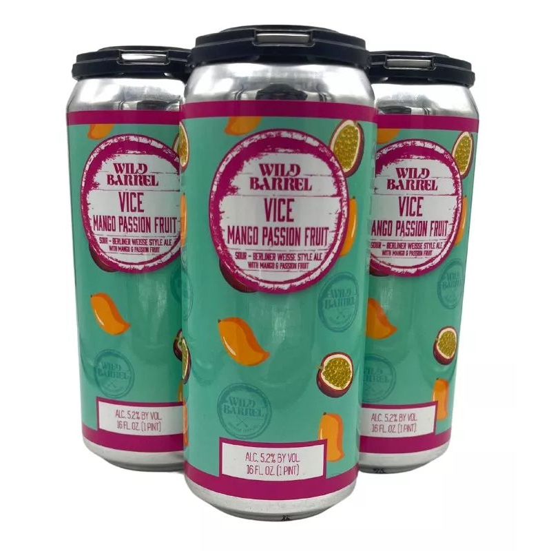Wild Barrel Brewing Vice Mango Passion Fruit Sour Fruited Berliner Weisse 4-Pack
