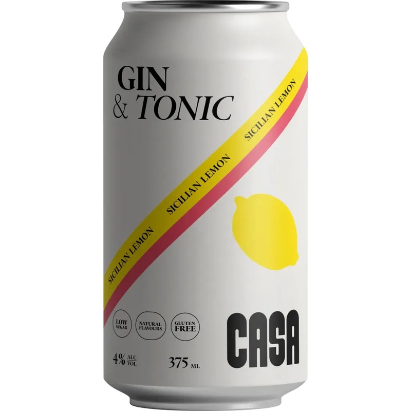 Casa Spirits Gin & Tonic with Sicilian Lemon 24 Pack Cans 375ml