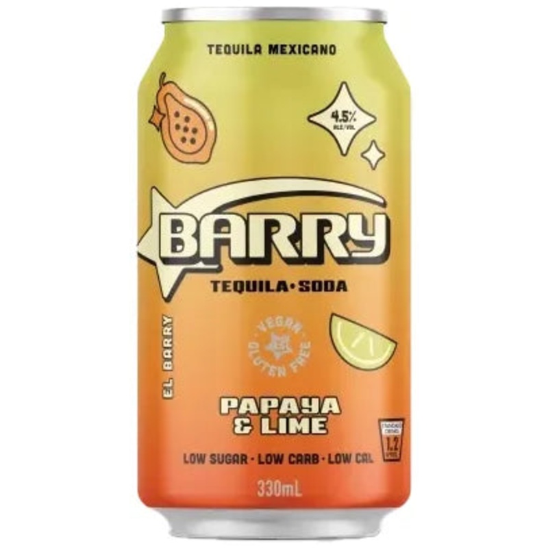 Barry Papaya & Lime 330ml|Pack (4)|Case (16)